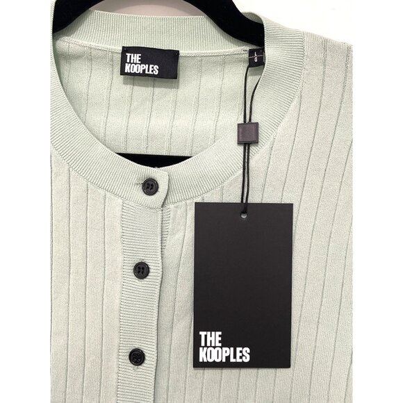 The Kooples Ribbed Cropped Mint Green Button-Up Cardigan NWT Medium - Picture 3 of 6